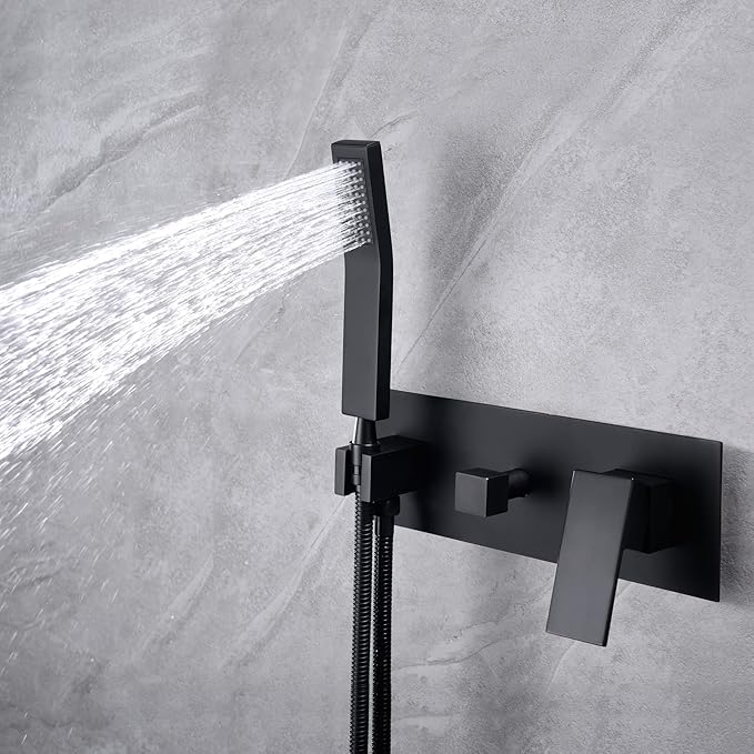SUMERAIN Matte Black Rain Shower System with Handheld Shower, Pressure Balancing Shower Mixer Valve