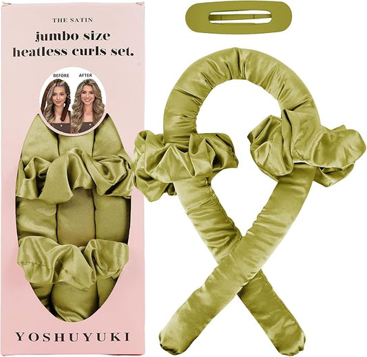 Jumbo Flexi Rods Hair Rollers Curlers to Sleep In Soft Satin Heatless Curling Rod Set, Heatless Curls Overnight Blowout Rods for Long Hair No Heat Overnight Curls, Heatless Hair Curler Curling Iron