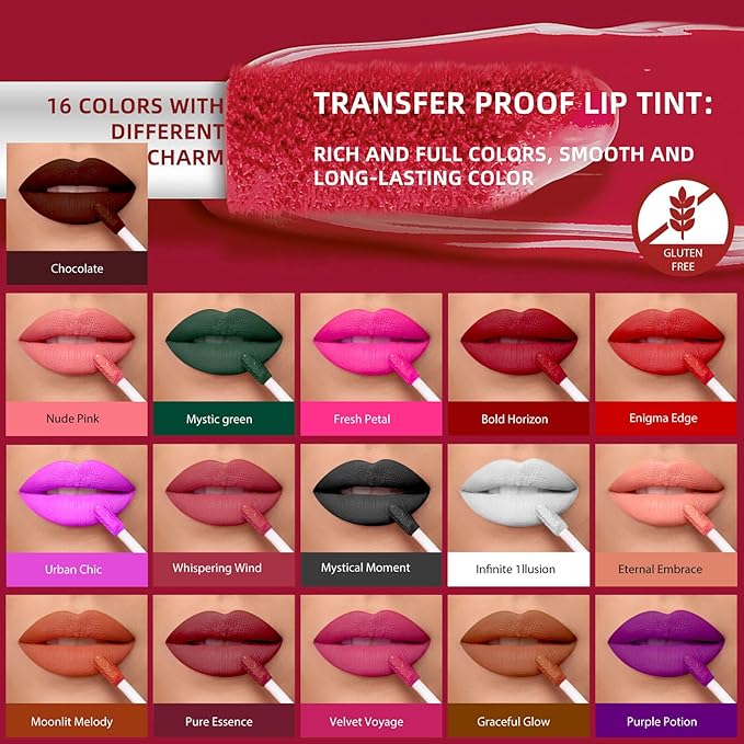 ilembane Deep Red Liquid Lipstick Matte Smudge Proof, Transfer Resistant Lip Color, Waterproof, Non-Transfer Formula (Bold Horizon)