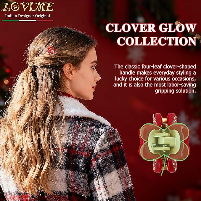 1.2" Mini Claw Clips for Women Girls - Minimalist Double-Layer 18K Gold Painted Hair Clips for Thin Short Hair, Small Non-Slip Luxury Hair Accessories for Daily Face Wash & Makeup, Red