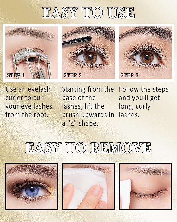 Brown+Black Mascara for Older Women 60 Plus, Tube Máscara Volume and Length for Mature Women with Thinning Lashes, Hypoallergenic Prime Mascara for Sensitive Eyes, Non Clumping Waterproof Long Wear