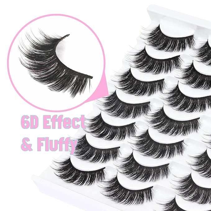 Losha Eyelashes Natural Look Faux Mink Lashes Pack Handmade Fluffy False Eyelashes 14 Pairs Eye Lashes (815)