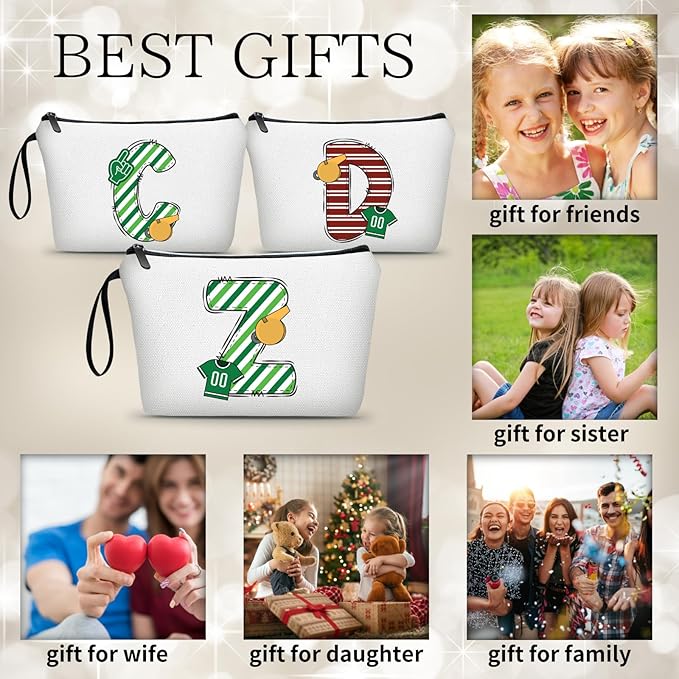 ARIOSEY Football Initial Birthday Graduation Gifts Cosmetic Travel Toiletry Bags Football Accessories Party Favors for Women Girls Daughter Niece Team Coach Friends -Z
