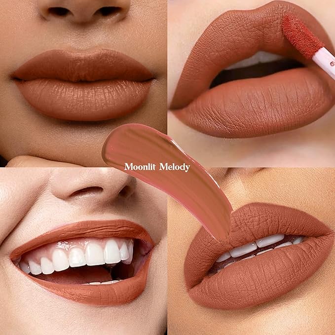 ilembane Smoky Rose Liquid Lipstick - Long-Lasting, Smudge-Proof, Transfer-Resistant Lip Color,Waterproof, Non-Transfer Formula (Moonlit Melody)