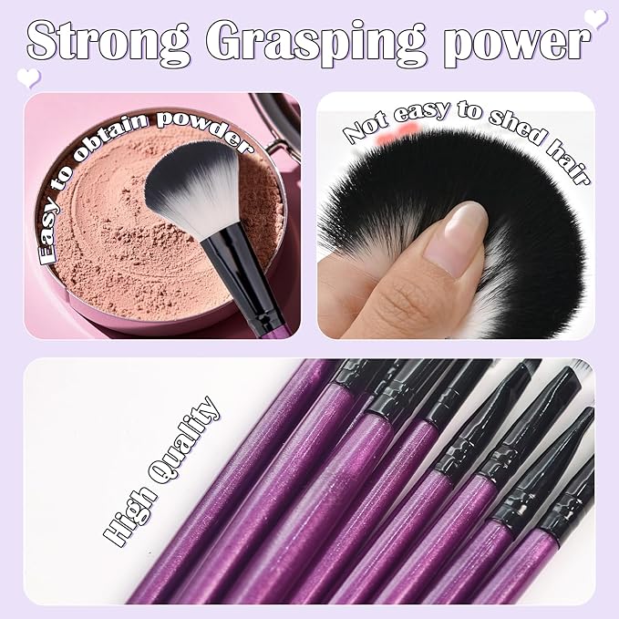 GZIXBDA Makeup Brush Set, 49Pcs Makeup Tool Set Premium Synthetic Foundation Concealers Powder Eye Shadows Makeup Brushes Kit for for Beginner Professional, Purple