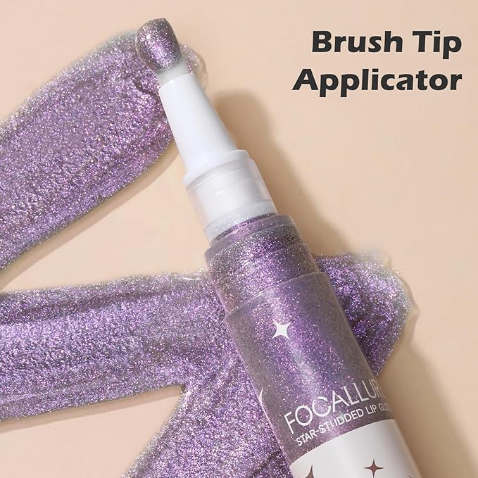 FOCALLURE Glitter Lip Gloss,High Shine Shimmer Lipstick,Long Lasting Plumping Lipgloss,Hydrating,Moisturizing,Non-Sticky and Lightweight Formula for Lip Color,Moonquake