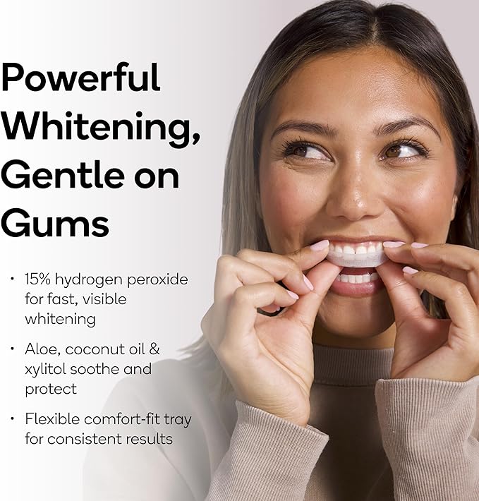 BURST Prefilled Teeth Whitening Trays (6 Trays/3 Treatments) |15% Hydrogen Peroxide for Professional-Level Results | Flexible 360° Teeth Whitening Gel Trays | Aloe, Coconut & Xylitol Blend Teeth Trays