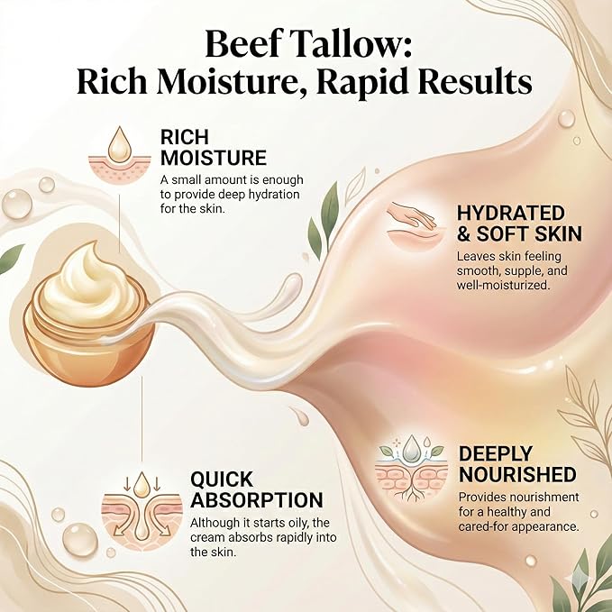IKARIAN 100% Grass Fed Beef Tallow for Skin Care | Premium Whipped Moisturizer | Face + Body | Single Ingredient, All natural | 4 FL. oz. (Unscented)