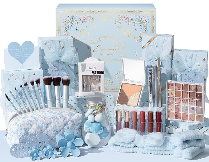 Teen Girl Gifts Trendy Stuff, 10 Positive Affirmation Cards & Empowering Challenges to Unlock 10 Wrapped Makeup Gift Set Motivational Birthday Valentines Day Gift Basket for Tween & Teenage Girls