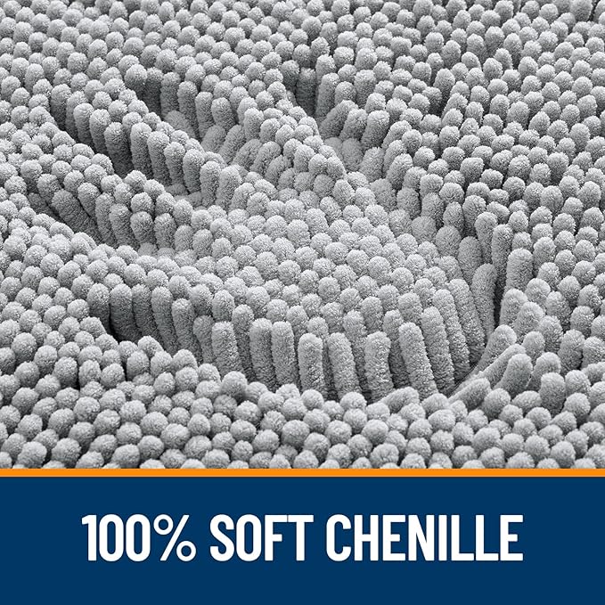 OLANLY Bathroom Rugs 30x20, Extra Soft Absorbent Chenille Bath Rugs, Rubber Backing Quick Dry, Machine Washable Bath Mats for Bathroom Floor, Tub and Shower, Home Decor Accessories, Light Grey
