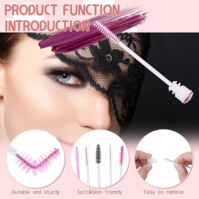 Dming 10pcs Eyelash brush Lash Wand Makeup tool Eyelash Extension supplies Cleaning brush Diamond Mascara mix color