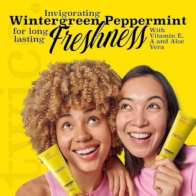 Twice Anti-Cavity Fluoride Toothpaste – Sensitivity Relief, Teeth Whitening & Fresh Breath – Wintergreen Peppermint Natural Toothpaste – 3.4 oz
