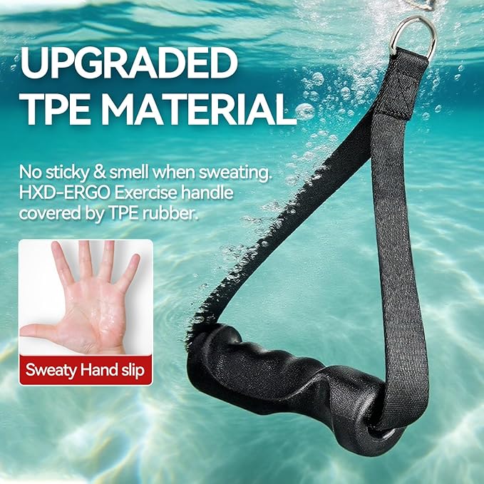 Exercise Handles - Ergonomic Gym Attachments for Cable Machine, Resistance Band Handles, Non-Slip D Handle Cable Attachment - Cable Handles for Pilates Strength Training Home & Public Gym