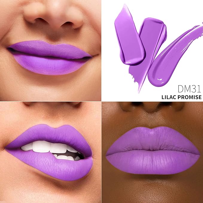 Depuplum Purple Lipstick Matte for Women SuperStay Long Lasting Lipstick Smudge Proof No Transfer Liquid Lipsticks, Cruelty Free Lip Makeup,DM31 Lilac Promise