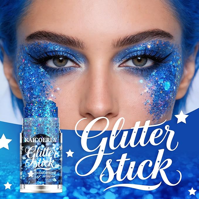Blue Body Glitter Gel, Rave Carnival Accessories Chunky Sequins Face Glitter for Face Body Hair, Chameleon Color Changing Glitter Gel for Rave Party Mermaid Sequins Accessories Makeup #5