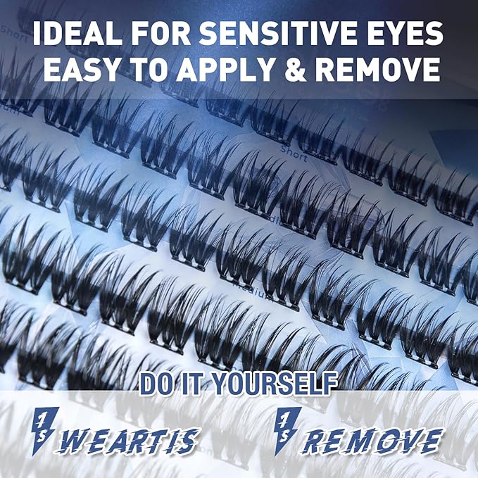 Self Adhesive Eyelashes Clusters Natural Look Wispy Press On Lash Clusters Pre Glued Eyelash Clusters Reusable No Glue Needed Lash Extensions