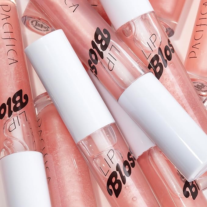 Pacifica Plumping Lip Gloss - Lip Bloss Tinted Lip Balm Treatment - Berry Flavored - Moisturizing, High-Shine, Long-Lasting Shine, Vegan & Cruelty-Free, 0.14 Fl Oz, Light Pink