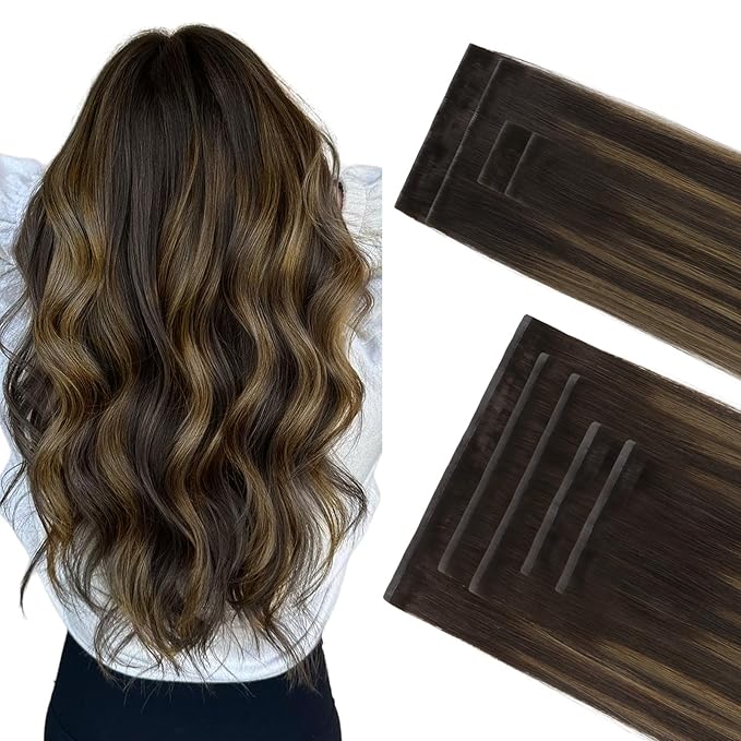 GOO GOO Invisi Edge Clip in Hair Extensions Set, 20inch 180g, 4pcs Injected Seamless PU Clip ins and 5pcs Classical PU Clip ins, Virgin Real Human Hair, #(T2/6) P2