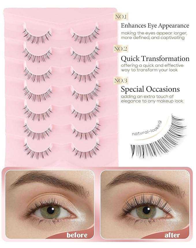 Asian Natural Lashes Wispy Korean Eyelashes Short Fake Eyelashes M-57