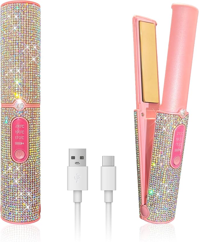 Cordless Hair Straightener, Portable Straightener 2 in 1 for Hair Straightening and Curling,5000mAh Mini Travel Hair Straightener,Fast Heating Titanium Flat Iron, 210°C/410°F Within Seconds (Mermaid)