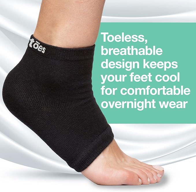 ZenToes Moisturizing Socks for Cracked Heel Treatment, Vitamin E, Olive Oil and Jojoba Oil Infused Heel Socks, Galentines Day Gifts, Self Care Gifts for Women (Cotton Black, Wide Width)