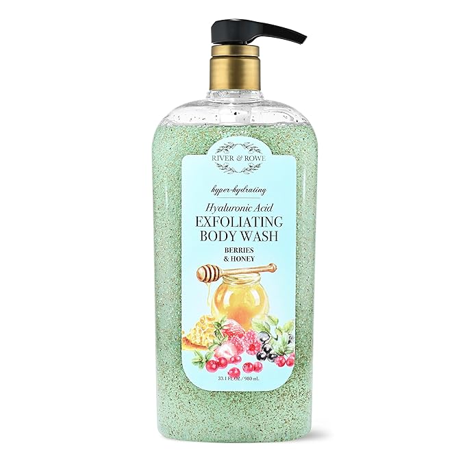 RIVER & ROWE Berries & Honey Hyaluronic Acid Exfoliating Body Wash