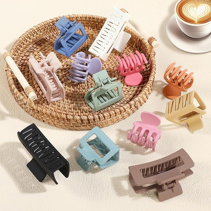 12 Pcs Hair Clips for Women 3 Styles Small Medium Large Claw Clips for Thin Thick Curly Hair, Strong Hold Hair Claw Clips, Stylish Plastic Hair Accessories Ideal Gifts for Women (Multicolor)