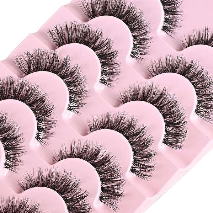 FARRED Cat Eye Lashes Natural Eyelashes Short Wispy Lash Strips Volume Cateye False Eyelash Medium Length Fake Lashes Natural Looking Hybrid Clusters Full Demi Wispies Strip Pestañas (A1 | 8-14MM)