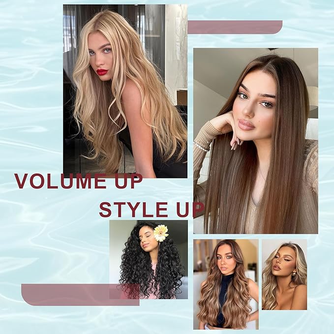 Travel Dual Voltage Hair Dryer Brush 4-in-1 Portable Mini Hot Air Blow Dryer Straightener & Curler Brush, Titanium Round Blowout Styler Volumizer Tools, 110/240V US/EU/UK -Baby Blue & Rose Gold