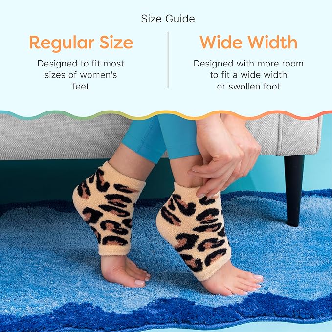 ZenToes Moisturizing Socks for Cracked Heel Treatment, Vitamin E, Olive Oil and Jojoba Oil Infused Heel Socks, Galentines Day Gifts, Self Care Gifts for Women (Cheetah, Regular)