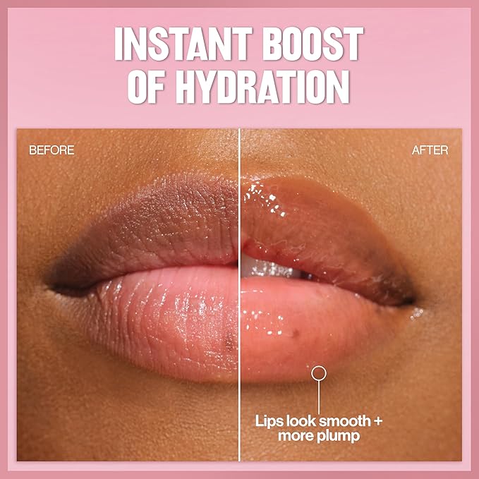 REVLON Super Lustrous Glimmer Lip Oil, Moisturizing & Tinted, Shiny Finish, Made with Plant-Based Squalane, 001 Candy Hearts, 0.13 fl oz