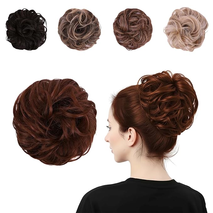 Juvabun Messy Bun 2.0 Dark Red Messy Bun Hair Extension Rich Color Hair Bun Scrunchie for Women Styling