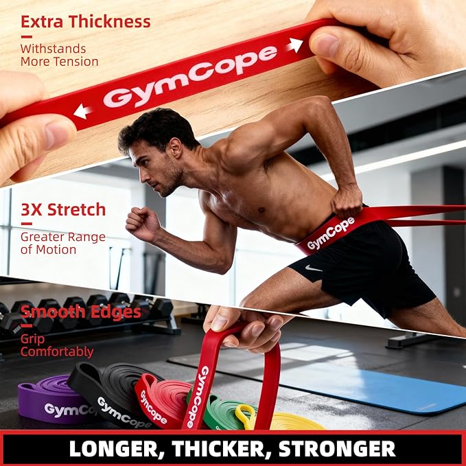 Pull Up Resistance Bands - Assistance Bands Sets of 3/4/5 for Men & Women, Heavy Duty Workout Exercise Bands for Body Stretching, Muscle Training, Instruction and Carry Bag Included