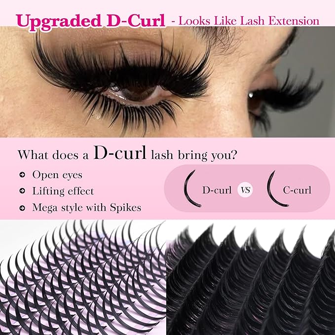 Lash Clusters 100D Long 12-20mm Lash Spikes Eyelash Clusters Volume Individual Lashes DIY Spiky Lash Extension Mega Cluster Eyelash Extensions Mink Strips Lashes Thick by CORUSCATE