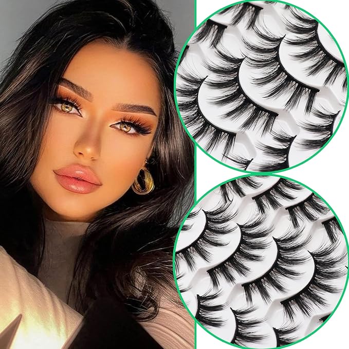 Losha Eyelashes Natural Look Faux Mink Lashes Pack Handmade Fluffy False Eyelashes 14 Pairs Eye Lashes (F45)