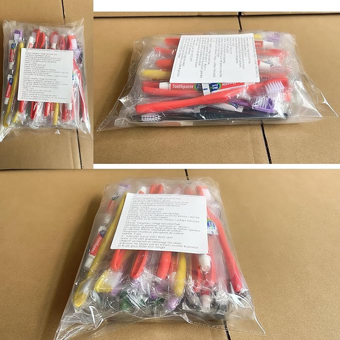 100pcs Disposable Toothbrushes with Toothpaste,Single Use Toothbrush with Toothpaste Individually Wrapped Disposable Travel Toothbrushes Kit Bulk for Homeless,Hotel,Guests(5 Colors)