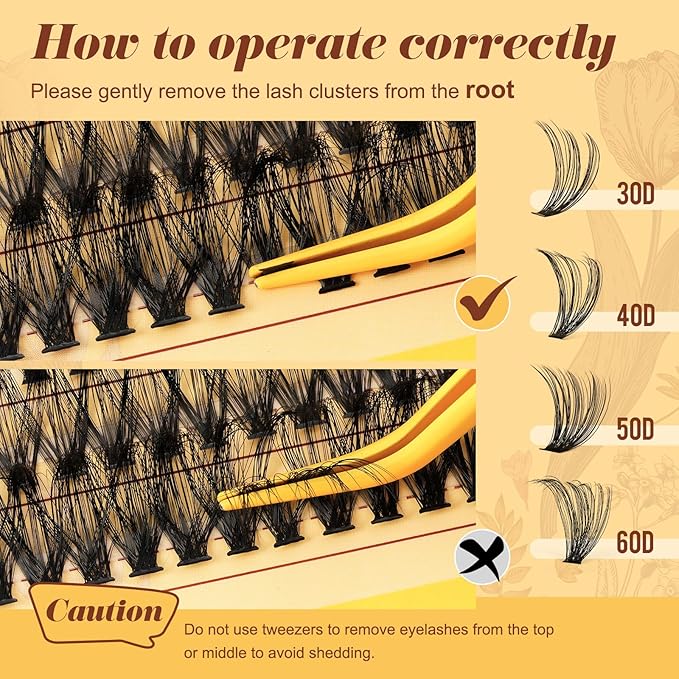 QUEWEL 480PCS Eyelash Clusters 30D+40D+50D+60D Wispy Lash Clusters 10-18mm Cluster Lashes Individual Lashes Clusters Reusable for Natural DIY Cluster Eyelash Extensions for Beginners