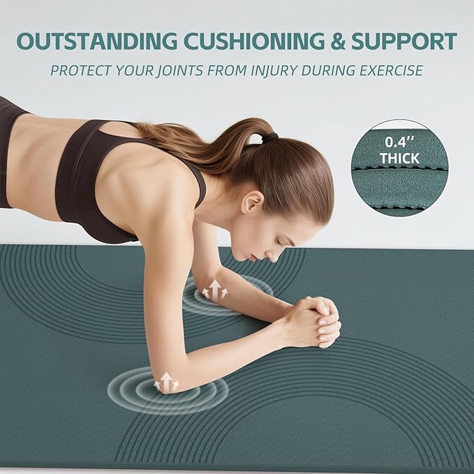 Large Yoga Mat, 72" x 36" x 2/5"（10MM） Thick Non-Slip Exercise Mat, SGS-Certified POE Material, Ideal for Home Gym, Yoga, Pilates, Fitness Workouts & Floor Mat