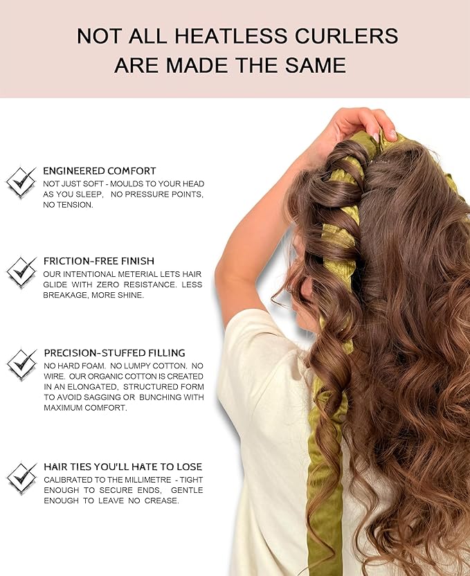 Jumbo Heatless Curls Overnight Hair Curler to Sleep In Soft Large Hair Rollers for Long Hair Blowout Look No Heat Overnight Curls, Satin Flexi Rods for Big Curl Heatless Curling Rod Set with Clip