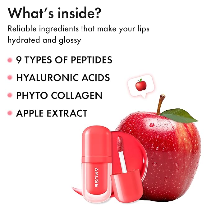 Amuse SEOUL BEBE TINT - 04 APPLE LIKE | 24-hour Long-lasting Lip Stain, Plumping, Hydrating, Moisturizing, No Peel Off, Lip Care, Treatment, Non Sticky, Korean Lip Tint for Dry Lips