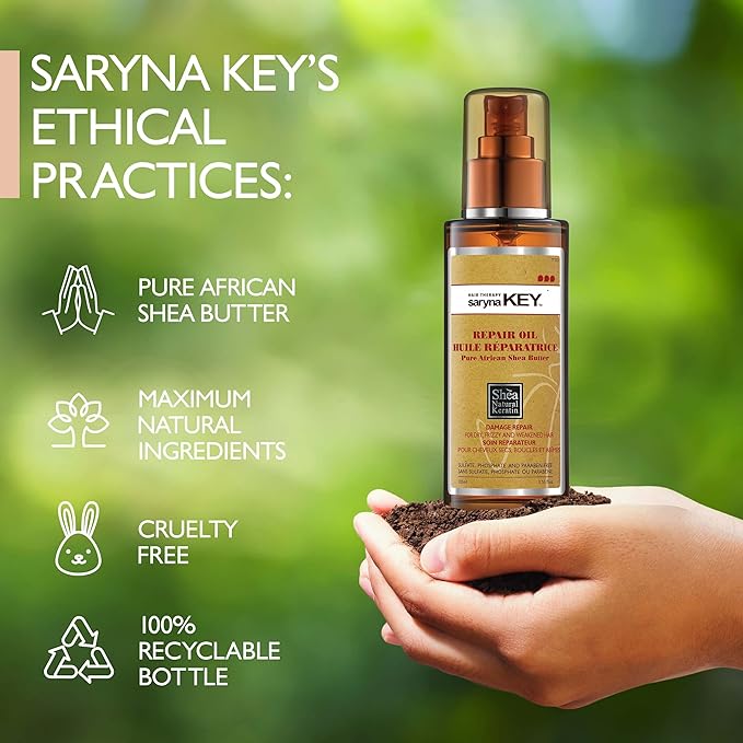 Saryna Key Hair Serum Repair Oil - Shea Butter Hair Treatment Oil, Oil for Hair, Frizz Control for Dry & Damaged Hair, Color-Safe(3.55 Oz)