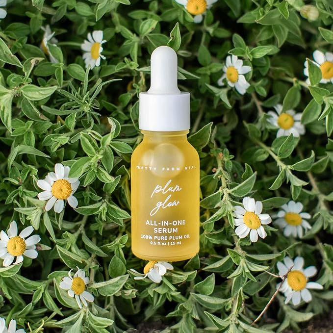 Pretty farm girl Plum Glow Multipurpose Serum - Brighten & Restore - for Skin Healing - 100% Pure Plum Oil - All Skin Types - Facial Use - 0.5 oz