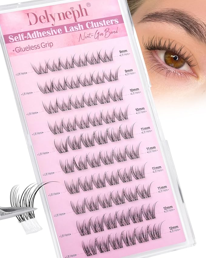 Self Adhesive Eyelashes Natural Self Adhesive Lash Clusters Short Wispy Eyelash Clusters Fairy Cluster Eyelash extensions Pre-glued Individual Lashes Clusters pestañas postizas naturales by Delyneph