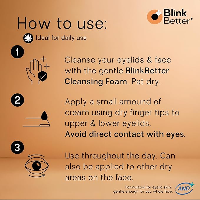 BlinkBetter® Restore Eyelid Cream – 3% Oat Extract & Ceramide Complex – Soothing Hydration & Barrier Support for Dry, Itchy, Red, Sensitive, or Flaky Skin Around the Eyes – All-Day Use – 1oz