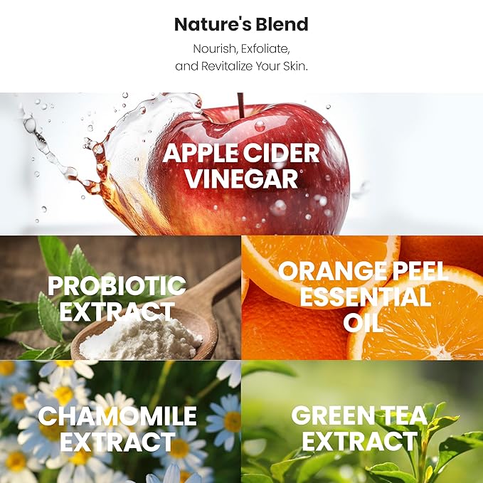 Apple Cider Vinegar Natural Face Wash 2 PK: Exfoliating Gel Foaming Facial Cleanser For Men, Women, Teens and All Skin Types. Cleanses Oily Skin, Calms Acne Breakouts and Removes Makeup, 6oz