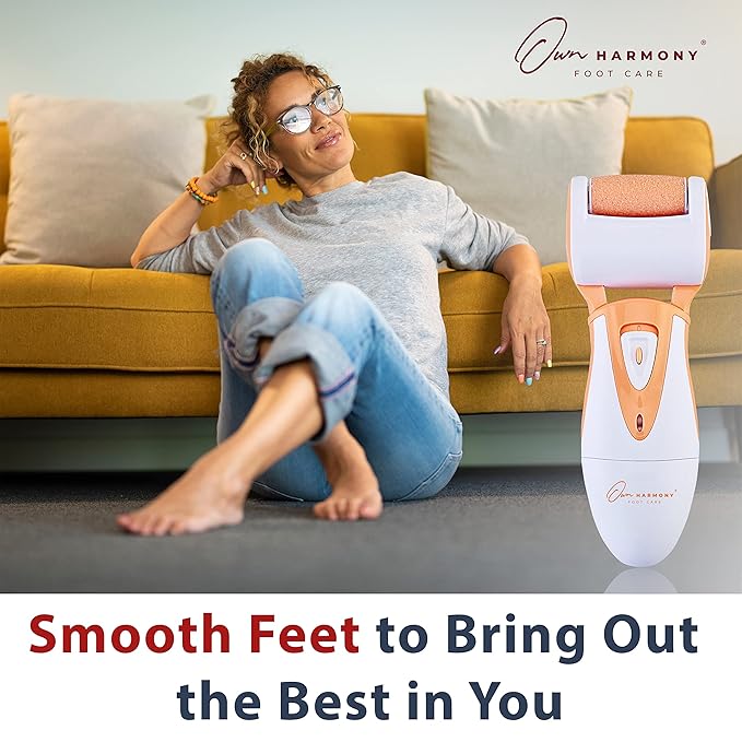 Rechargeable Callus Remover for Feet: Professional Electric Feet Sander for Women by Own Harmony - Electronic Foot File CR900 with 3 Rollers, Foot Grinder Pedi Care for Cracked Heels & Dry, Hard Skin
