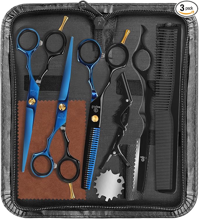 ETHTXE Professional Hair Cutting Scissors Kit, 6.5" Barber Cutting & Texturizing Shears – Premium Stainless Steel Salon Scissors for Men, Women, Home Use, Professional Barbers and Gift Giving