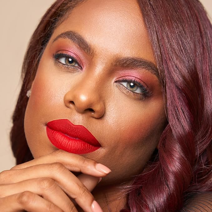 The Lip Bar - Nonstop Liquid Matte Lipstick 3-Pack, Bawse Lady (Blue Red), Rich Auntie (Deep Berry), + Hot Mama (Deep Rich Brown) - High Pigment - One Swipe - Long Lasting - Jojoba Oil - .24 fl oz