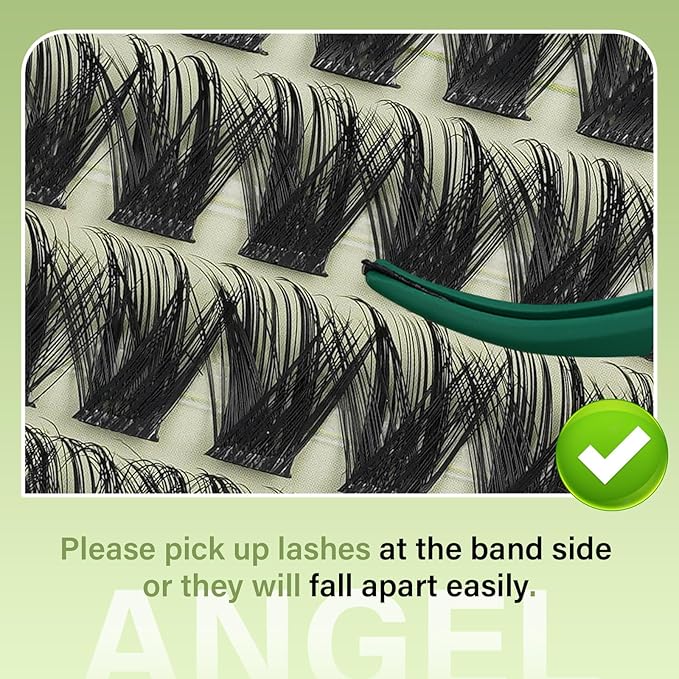 KEYYOU LASH clusters 144Pcs D Curl Angel Eyelash Extension Thick Wispy Natural Band Lash with Waterproof DIY Lash Extension at Home（Angel A03-D-8-18MIX）