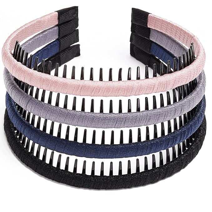 STHUAHE4PC Multicolor Protection Resin Teeth Comb Hair Hoop Hairband Headband Hair Accessories by Beauty hair (Multi-colored-No.15)